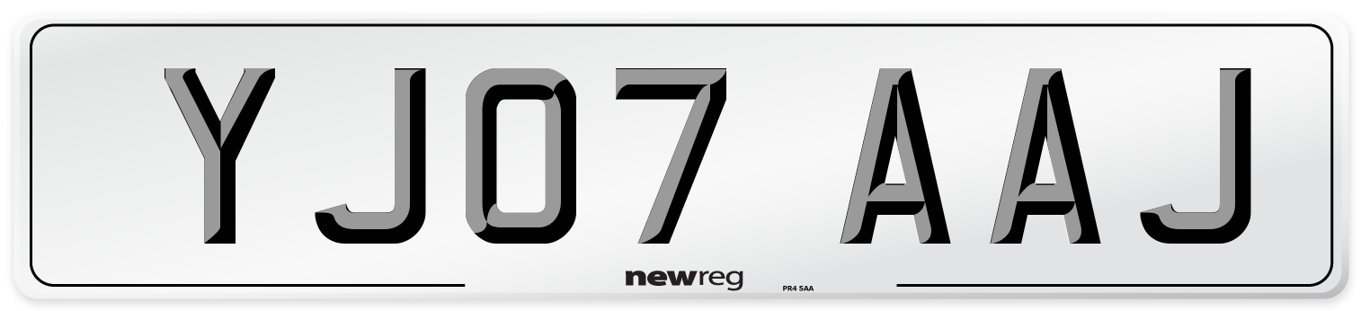 YJ07 AAJ Number Plate from New Reg